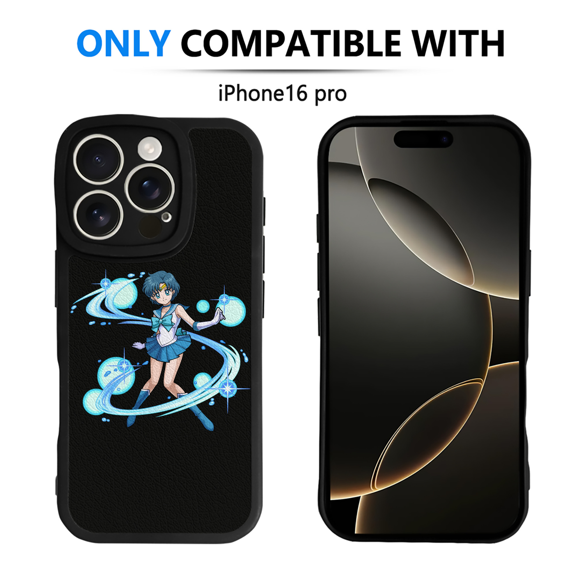 （画像用） 美少女戦士セーラームーン 水野 亜美 みずの あみ Sailor Moon Mizuno Ami 【iPhone 16シリーズ対応】シリコンスマホケース（レザー調） 材質：シリコン